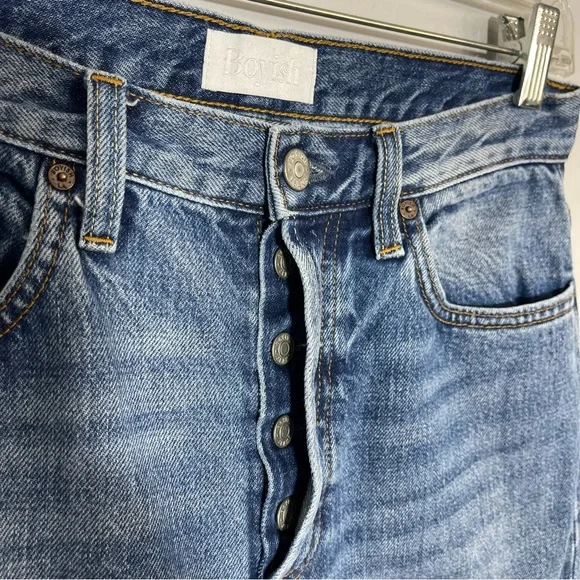 Boyish Tommy Jeans High Rise Straight Greed Wash Cotton Button Fly 26 Raw Hem - Picture 13 of 16